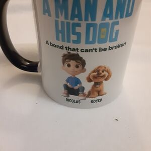 Charming 'A Man and His Dog' Mug - Black Handle Add to Your Collection